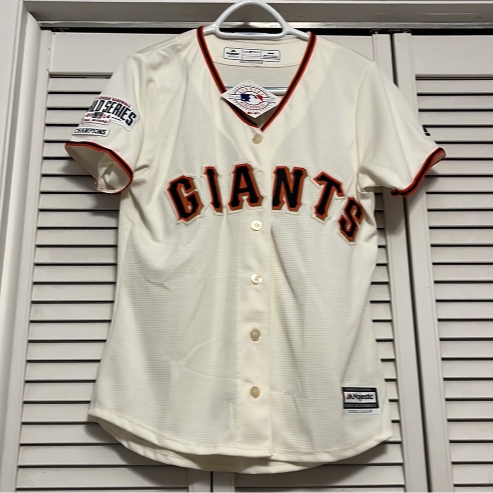 WHITE SF GIANTS JERSEY WOMEN’S SIZE MEDIUM *NEW WITH TAGS *MADBUM 40